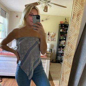 Windsor Blue and White Bandana Crop Top